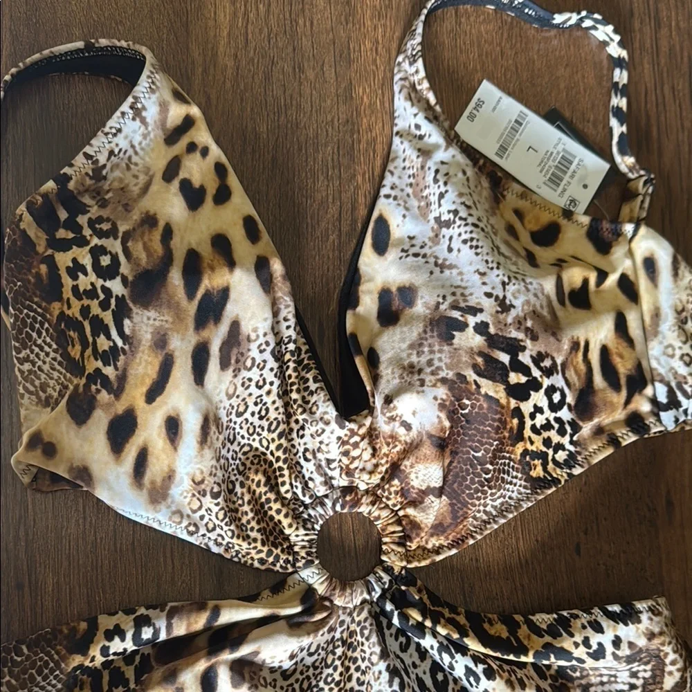 Leopard Print Cutout Swimsuit